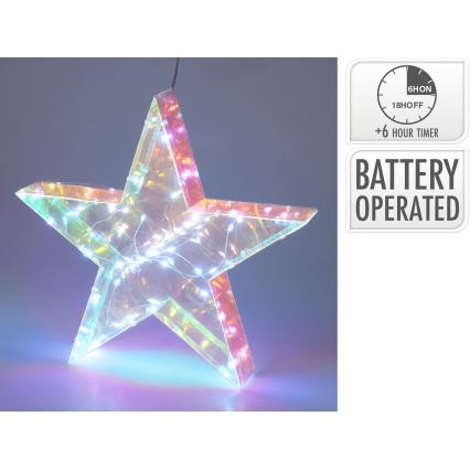 LED-Weihnachtsdekoration 50xLED/3xAA 40 cm warmweißer Stern