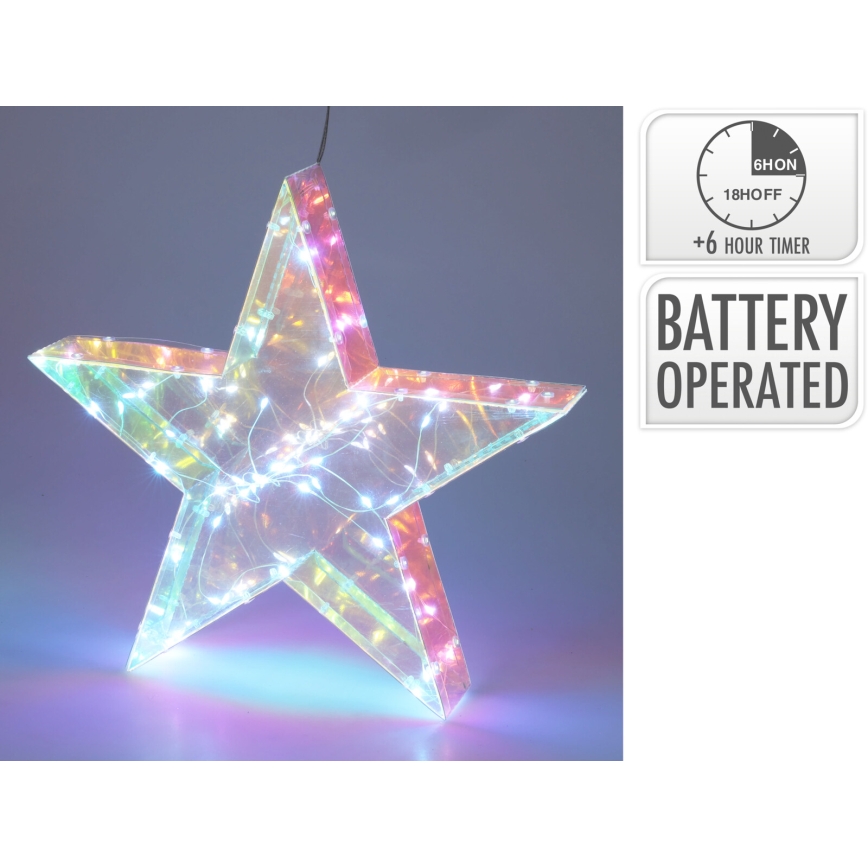 LED-Weihnachtsdekoration 50xLED/3xAA 40 cm warmweißer Stern