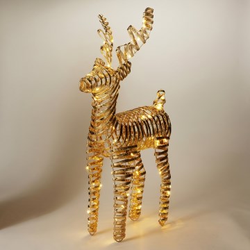 LED Weihnachtsdekoration 60xLED/3xAA 60 cm warmweiß Rentier/goldfarben