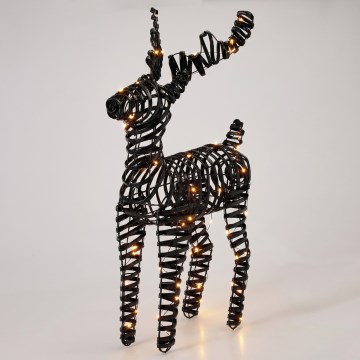 LED Weihnachtsdekoration 60xLED/3xAA 60 cm warmweiß Rentier/schwarz