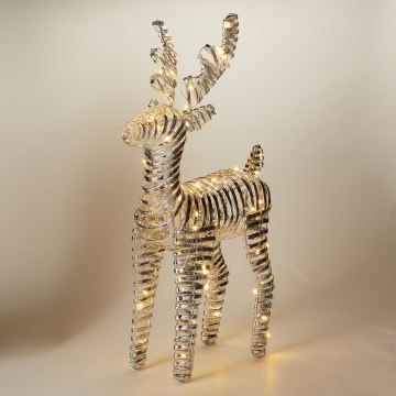 LED Weihnachtsdekoration 60xLED/3xAA 60 cm warmweiß Rentier/silber