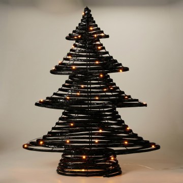 LED Weihnachtsdekoration 60xLED/3xAA 60 cm warmweiß Tannenbaum/schwarz