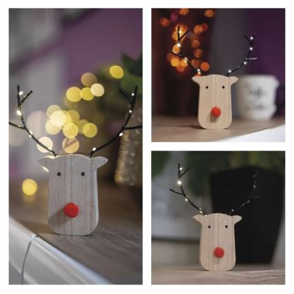 LED Weihnachtsdekoration 8xLED/2xAAA Rentier