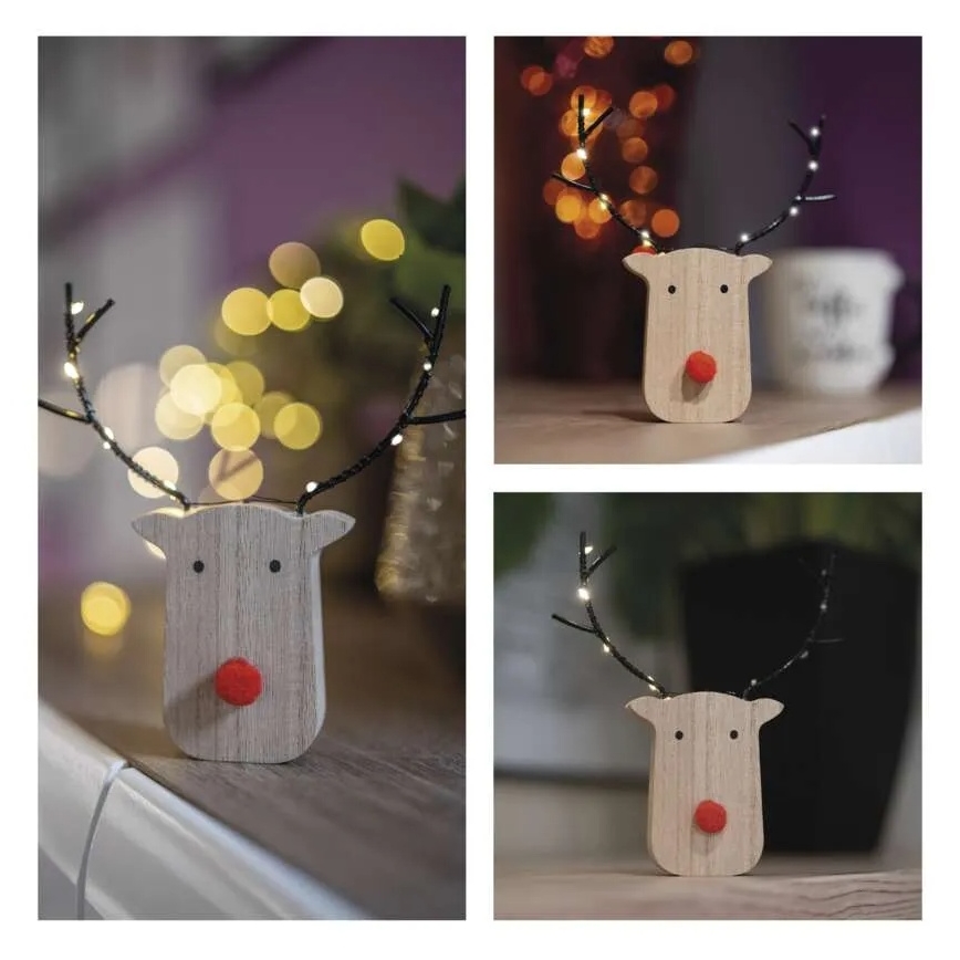 LED Weihnachtsdekoration 8xLED/2xAAA Rentier