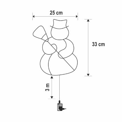LED-Weihnachtsdekoration für Fenster, 35 LEDs / 230 V, IP44, Schneemann, warmweiß