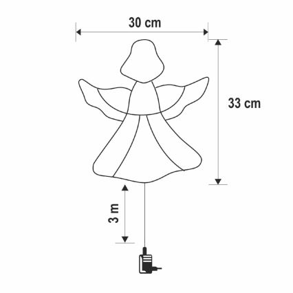 LED-Weihnachtsdekoration für Fenster, 35 LEDs / 3x AA, IP44, Engel, warmweiß
