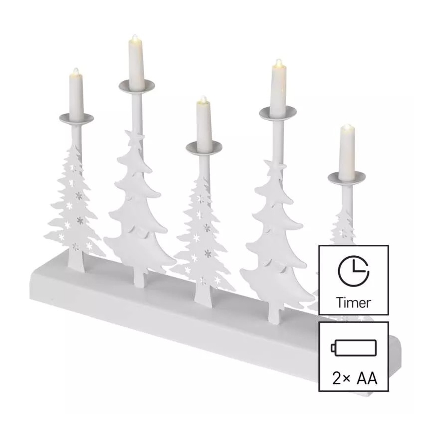 LED-Weihnachtskerzenhalter LED/2xAA weiß