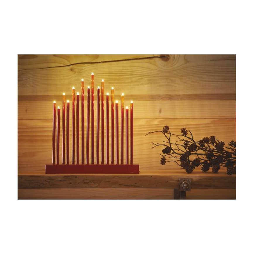 LED-Weihnachtskerzenständer 17xLED/3xAA rot