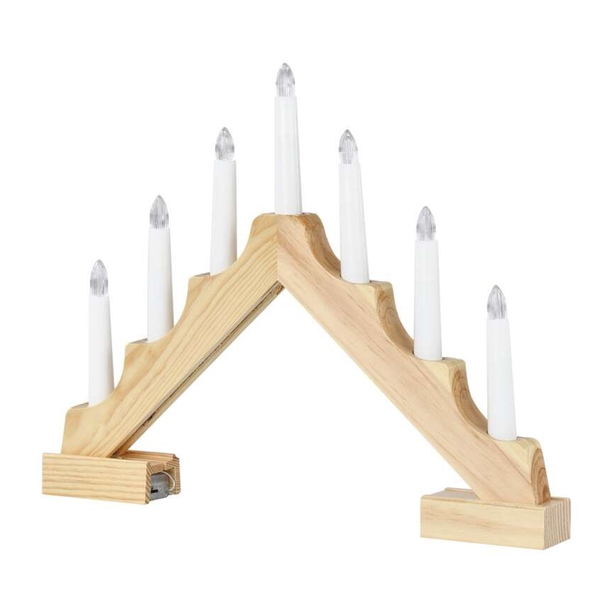 LED-Weihnachtskerzenständer 7xLED/2xAA beige