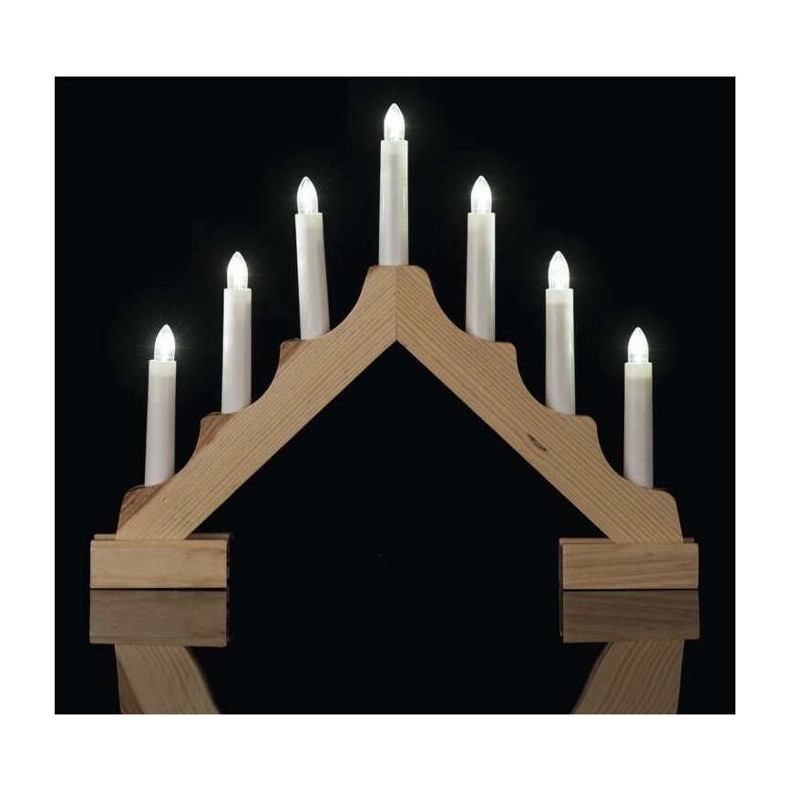 LED-Weihnachtskerzenständer 7xLED/2xAA beige