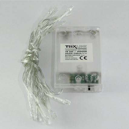 LED-Weihnachtskette, 20 LEDs, 2 Funktionen, 2,4 m, kaltweiß