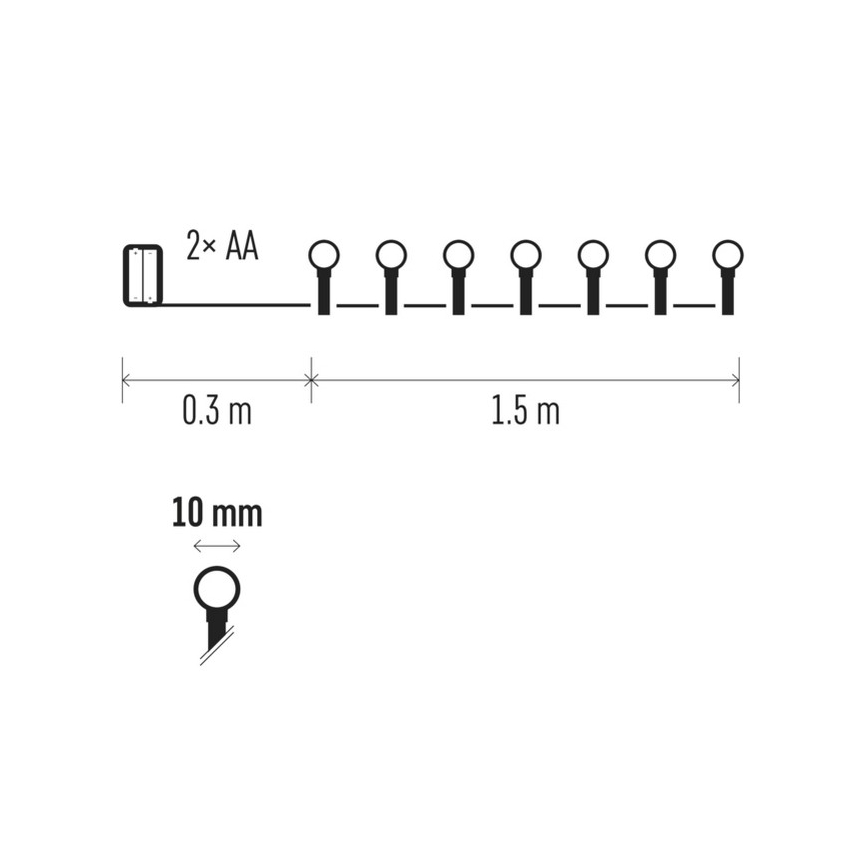 LED Weihnachtskette 20xLED/0,72W/3V 1,5 m