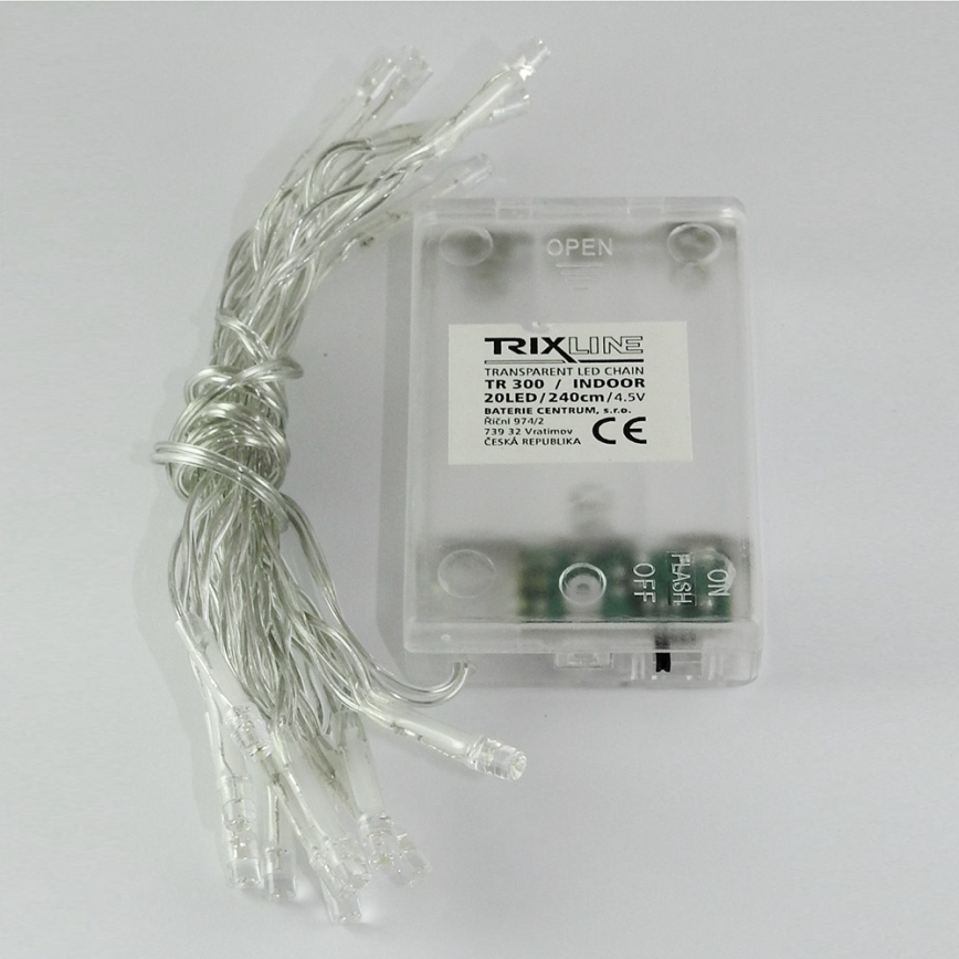 LED Weihnachtskette 20xLED/2 Funktionen 2,4m kaltweiß