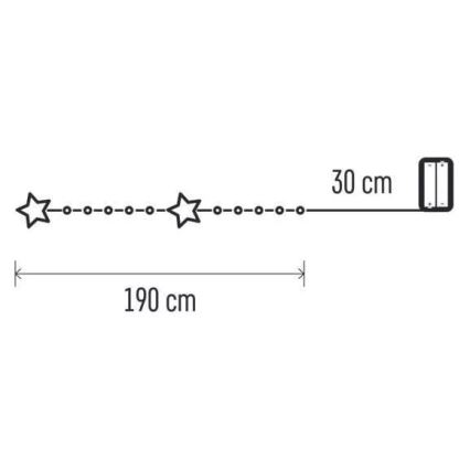 LED Weihnachtskette 20xLED/2xAA 2,2 m warmweiß