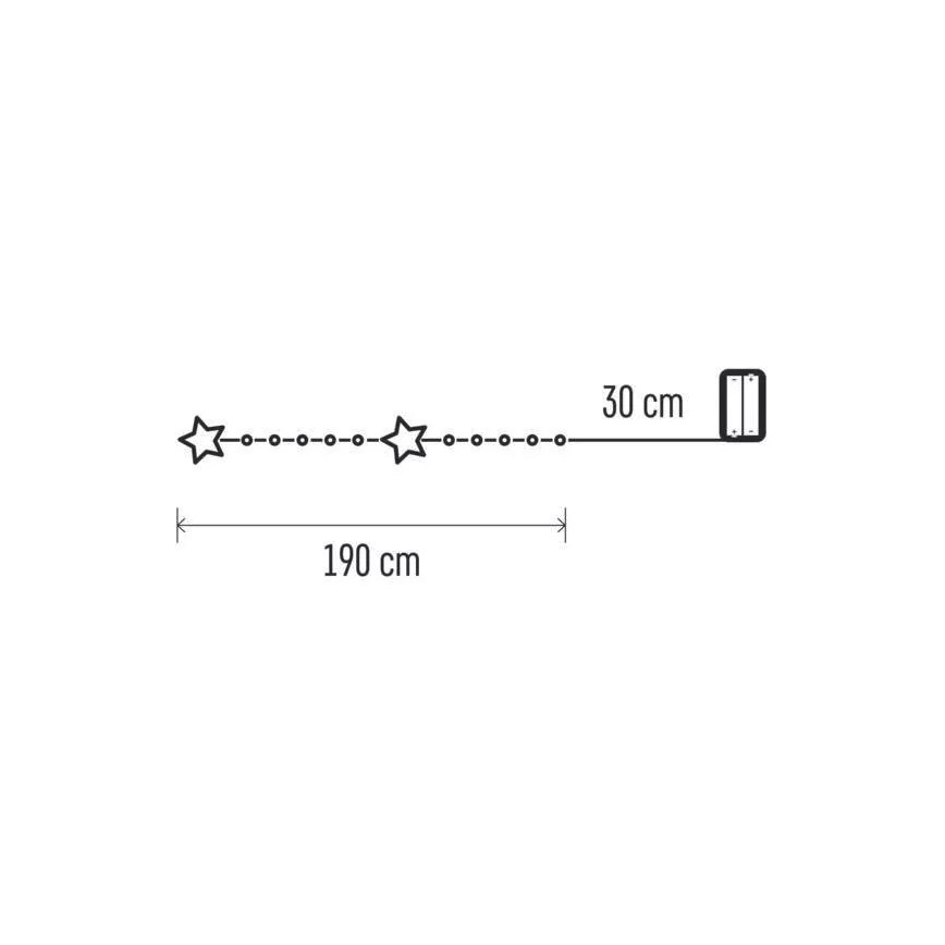 LED Weihnachtskette 20xLED/2xAA 2,2 m warmweiß