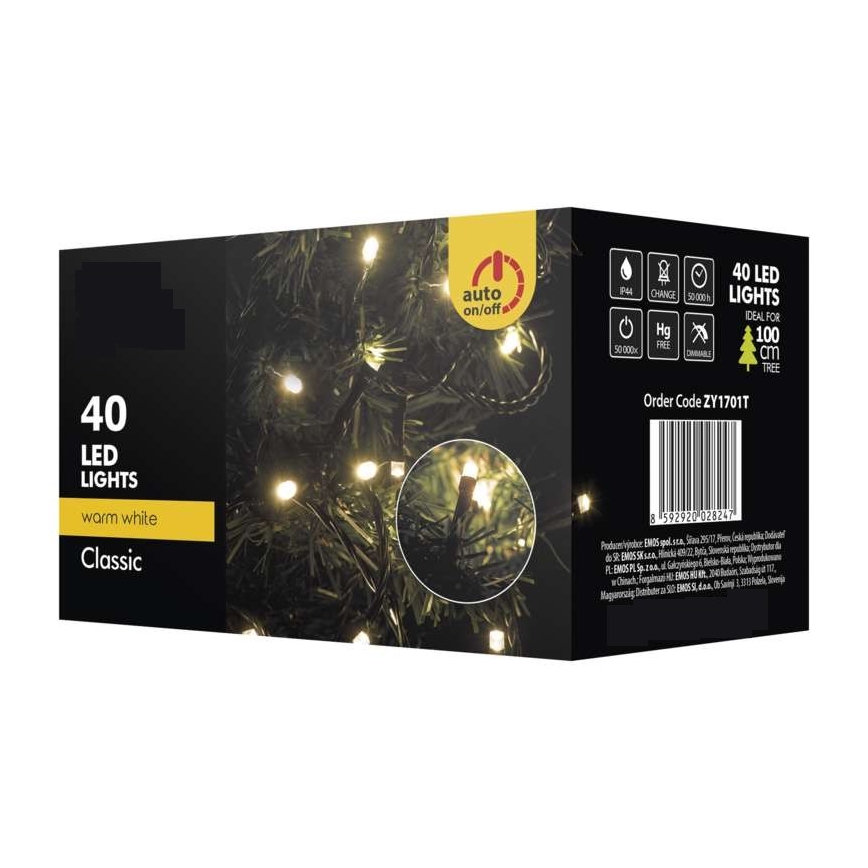 LED-Weihnachtskette für außen 4 m 40xLED/2,4W/230V IP44