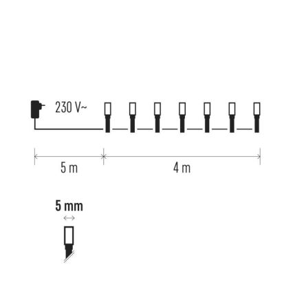 LED-Weihnachtskette für außen 4 m 40xLED/2,4W/230V IP44