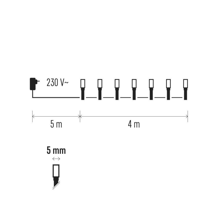 LED-Weihnachtskette für außen 4 m 40xLED/2,4W/230V IP44