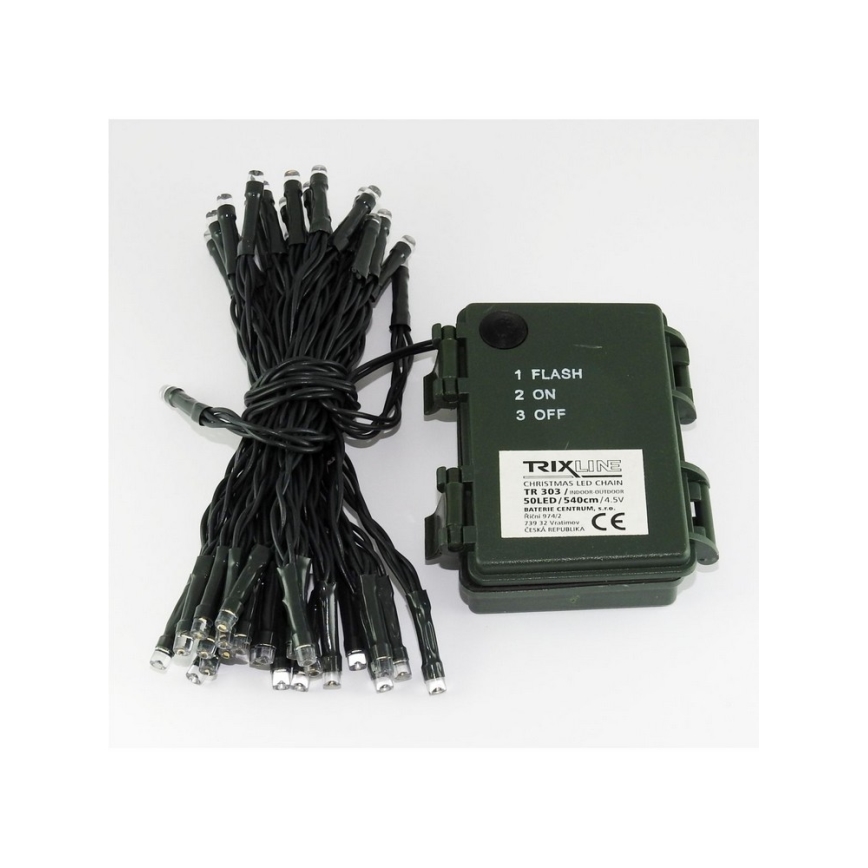 LED Weihnachtskette für Außen 5,4 m 50xLED/3xAA 6500 K