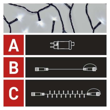 LED-Weihnachtskette für den Außenbereich 100xLED/15m IP44 kaltweiß