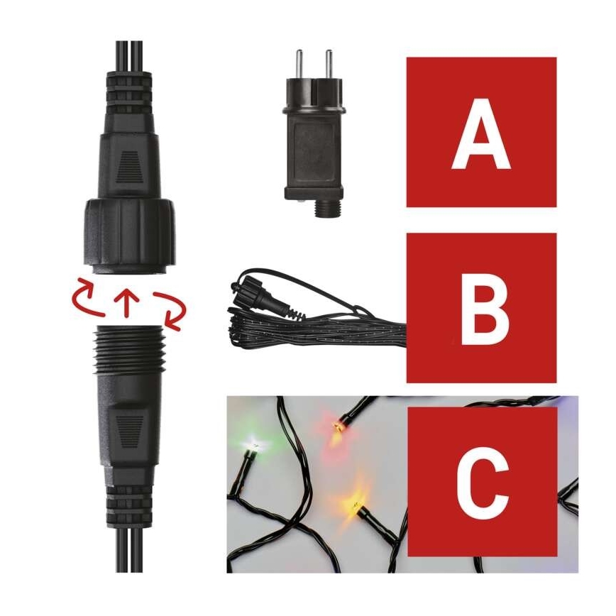 LED Weihnachtskette für den Außenbereich 100xLED/15m IP44 multicolor