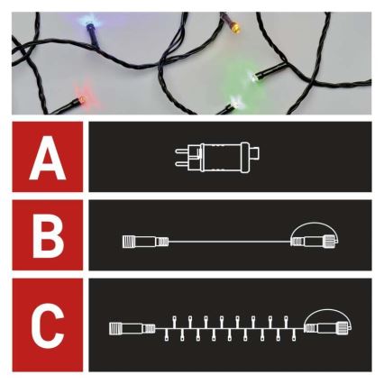 LED Weihnachtskette für den Außenbereich 100xLED/15m IP44 multicolor