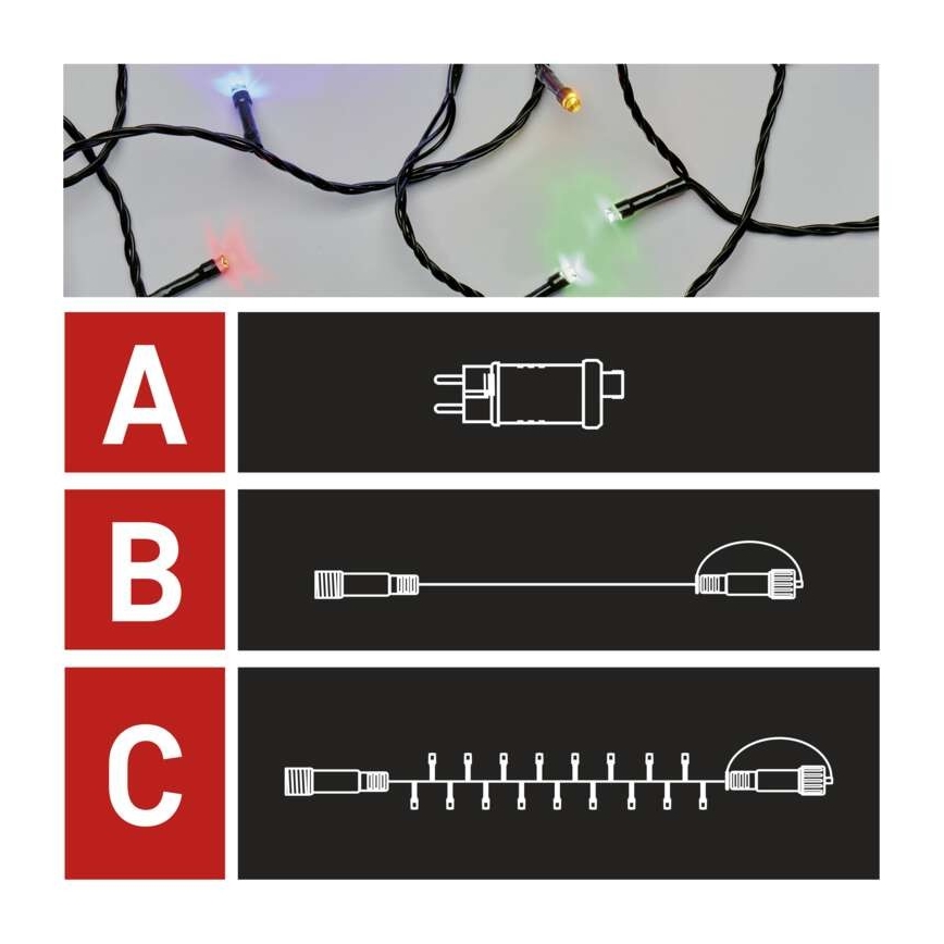 LED Weihnachtskette für den Außenbereich 100xLED/15m IP44 multicolor