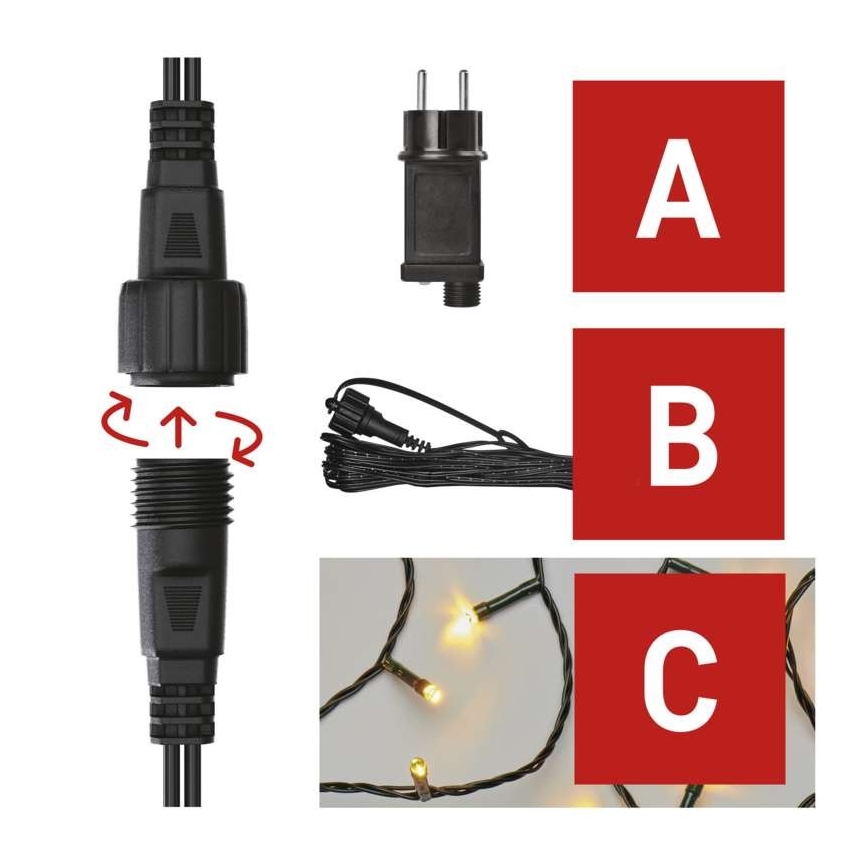 LED-Weihnachtskette für den Außenbereich 100xLED/15m IP44 warmweiß