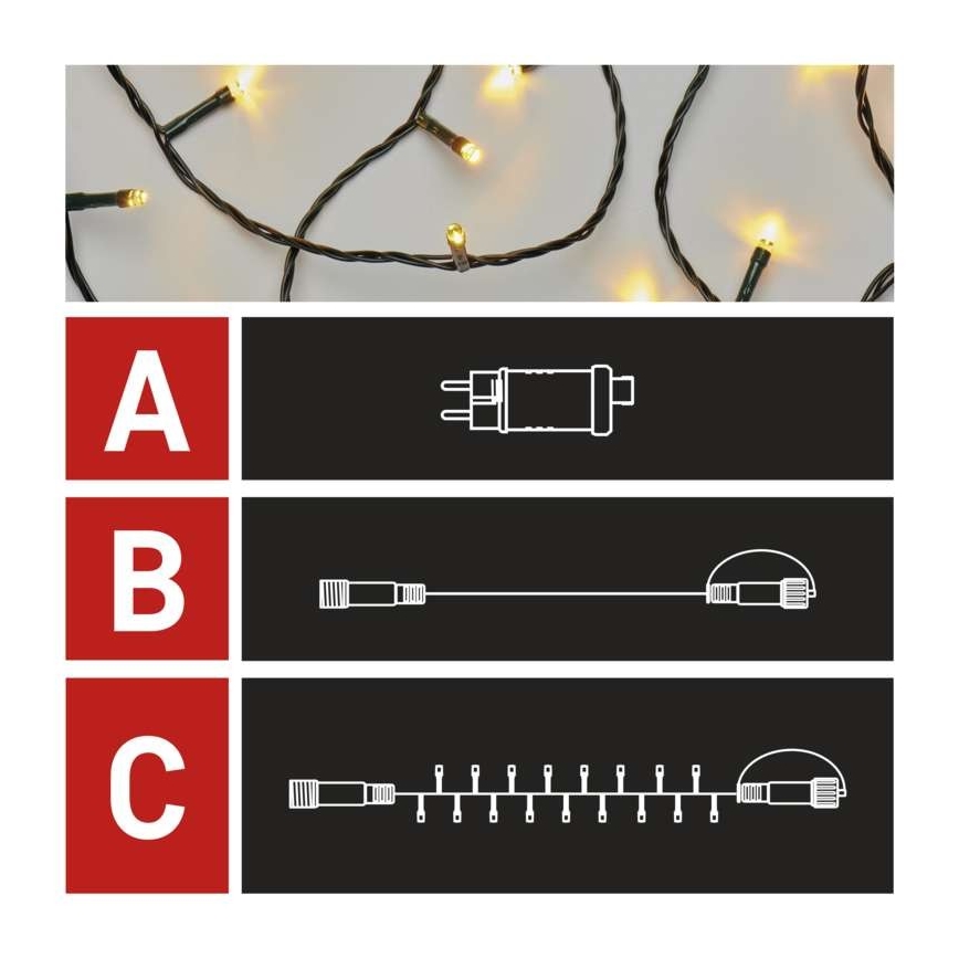 LED-Weihnachtskette für den Außenbereich 100xLED/15m IP44 warmweiß