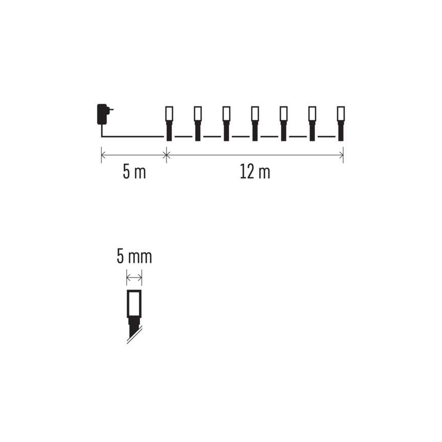 LED-Weihnachtskette für den Außenbereich 120xLED/17m IP44 kaltweiß