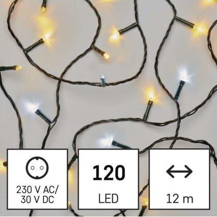LED-Weihnachtskette für den Außenbereich 120xLED/17m IP44 warm/kalt weiß