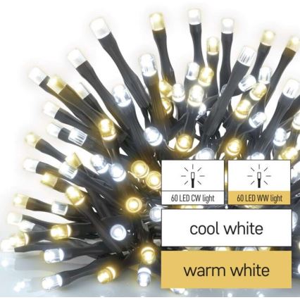 LED-Weihnachtskette für den Außenbereich 120xLED/17m IP44 warm/kalt weiß
