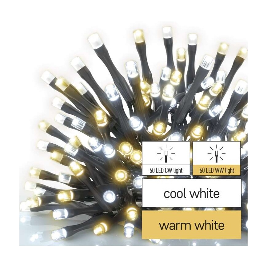 LED-Weihnachtskette für den Außenbereich 120xLED/17m IP44 warm/kalt weiß