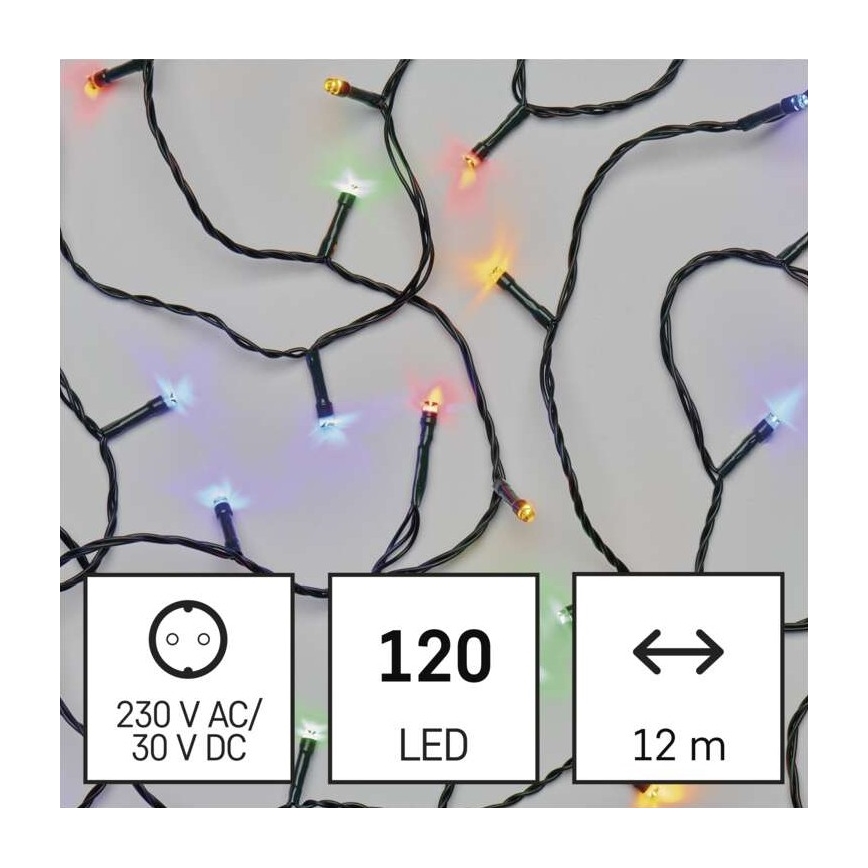 LED-Weihnachtskette für den Außenbereich 120xLED/8 Modi 17m IP44 multicolor