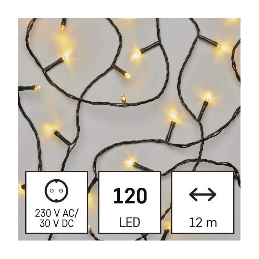LED-Weihnachtskette für den Außenbereich 120xLED/8 Modi 17m IP44 warmweiß