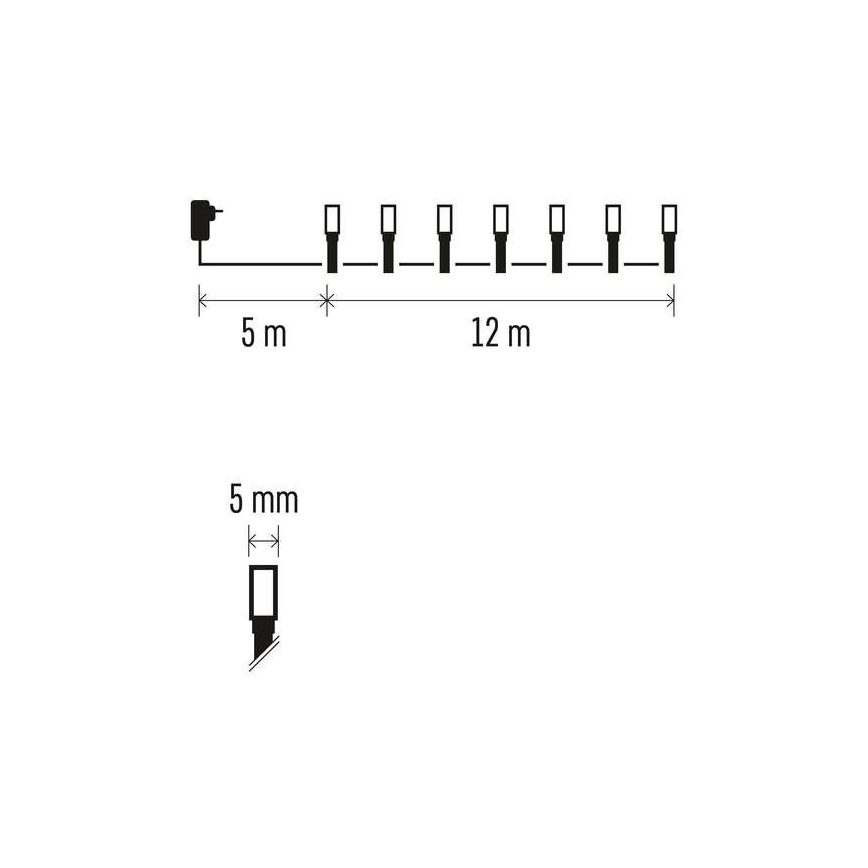 LED-Weihnachtskette für den Außenbereich 120xLED/8 Modi 17m IP44 warmweiß