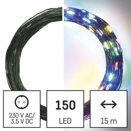 LED-Weihnachtskette für den Außenbereich 150xLED/20m IP44 multicolor