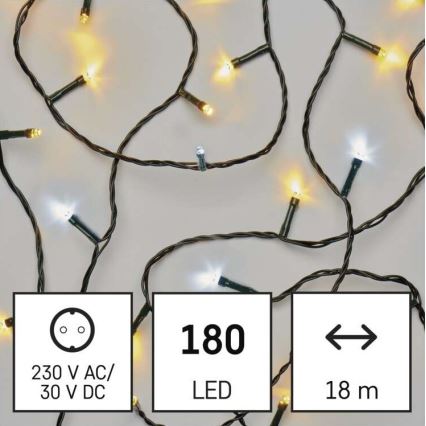 LED-Weihnachtskette für den Außenbereich 180xLED/23m IP44 warm/kalt weiß
