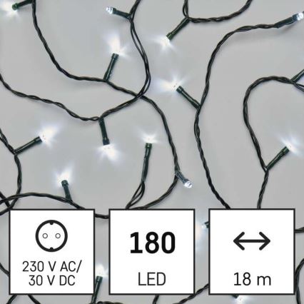 LED-Weihnachtskette für den Außenbereich 180xLED/8 Modi 23m IP44 kaltweiß