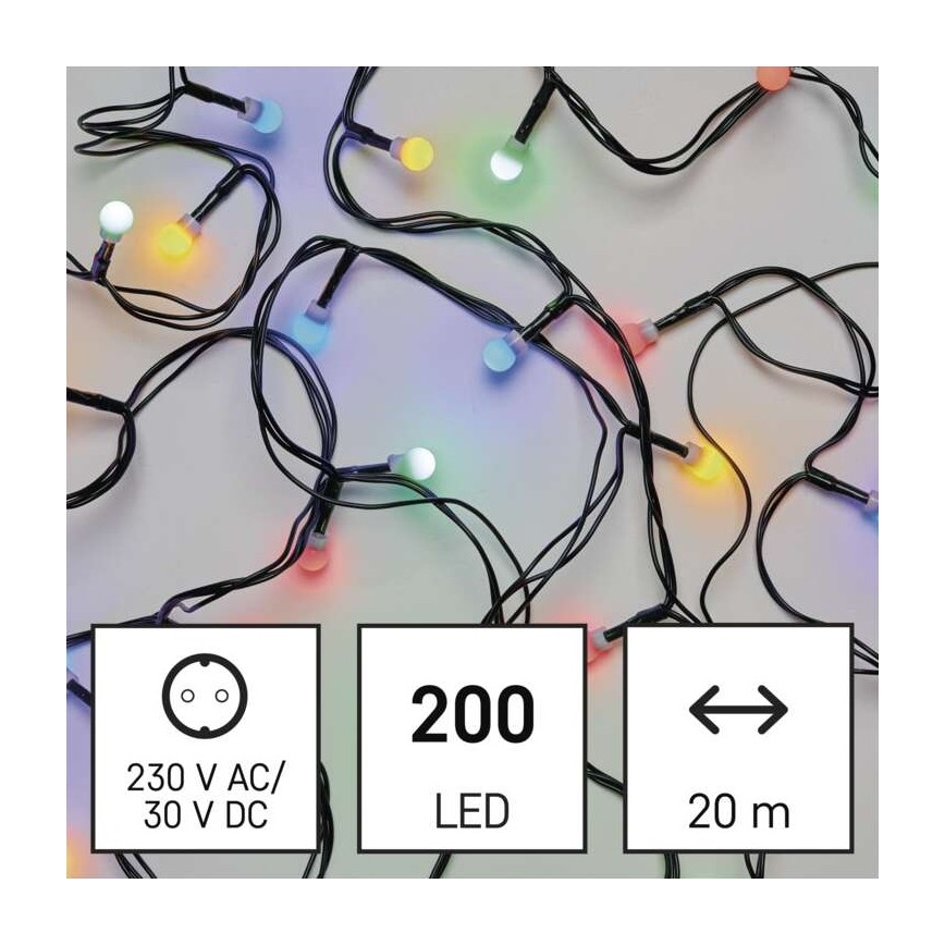 LED Weihnachtskette für den Außenbereich 200xLED/8 Modi 25m IP44 multicolor