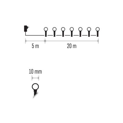 LED Weihnachtskette für den Außenbereich 200xLED/8 Modi 25m IP44 multicolor