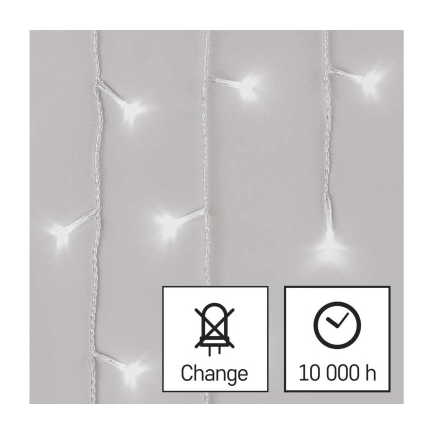 LED-Weihnachtskette für den Außenbereich 300xLED/8 Modi10m IP44 kaltweiß + Fernbedienung