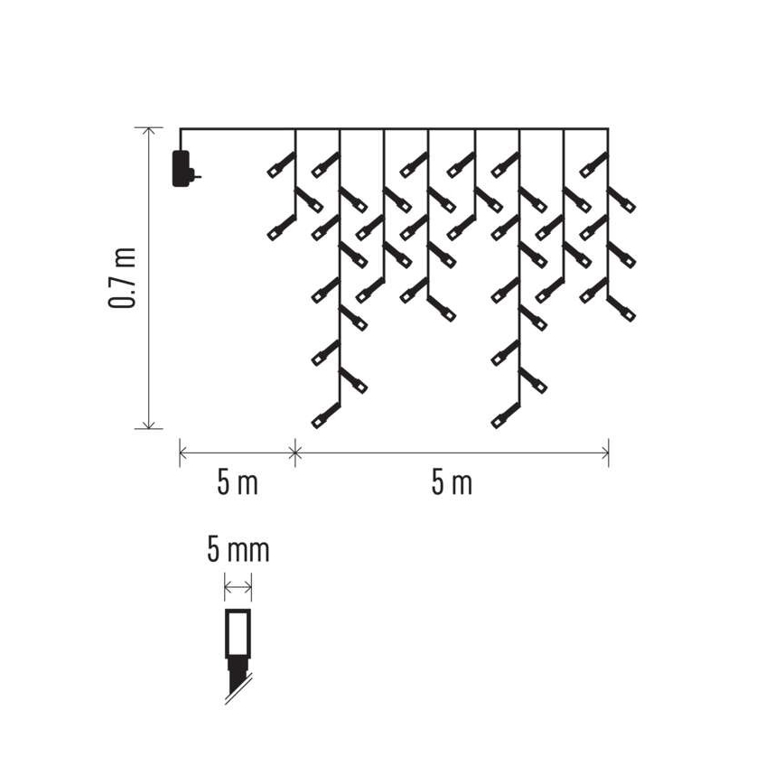 LED-Weihnachtskette für den Außenbereich 300xLED/8 Modi10m IP44 kaltweiß + Fernbedienung