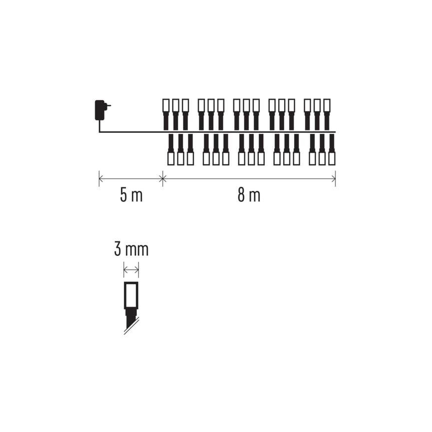 LED-Weihnachtskette für den Außenbereich 400xLED/13m IP44 kaltweiß
