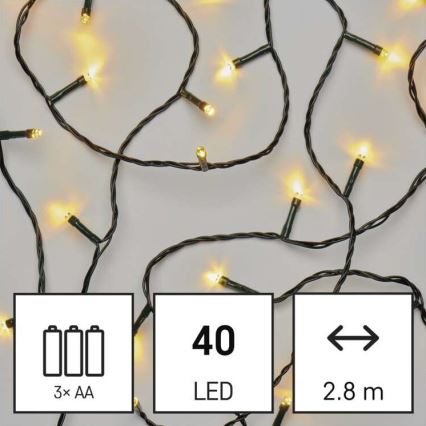 LED-Weihnachtskette für den Außenbereich 40xLED/3,3m IP44 warmweiß