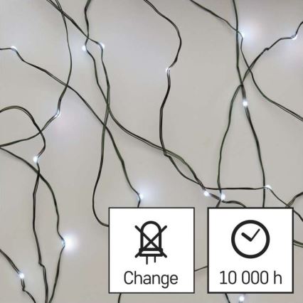 LED-Weihnachtskette für den Außenbereich 40xLED/9m IP44 kaltweiß