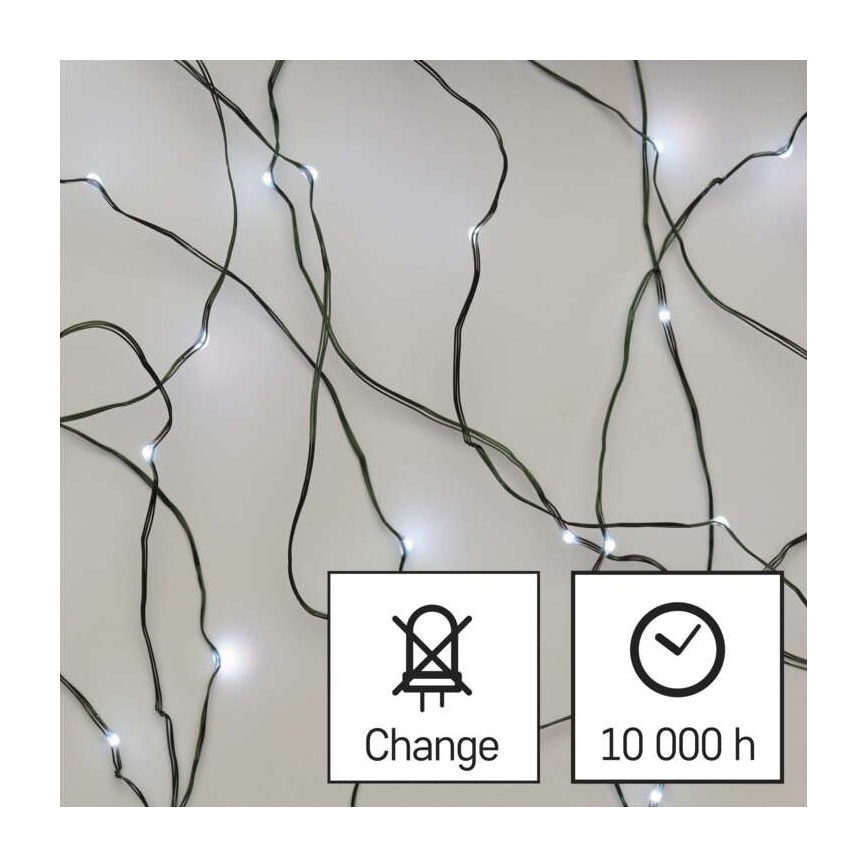LED-Weihnachtskette für den Außenbereich 40xLED/9m IP44 kaltweiß