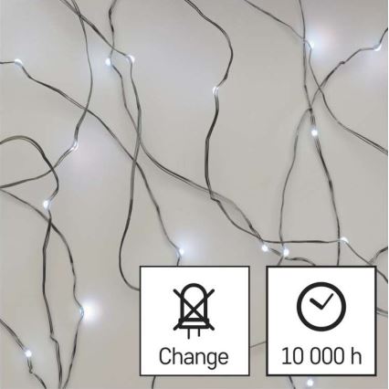 LED-Weihnachtskette für den Außenbereich 40xLED/9m IP44 kaltweiß