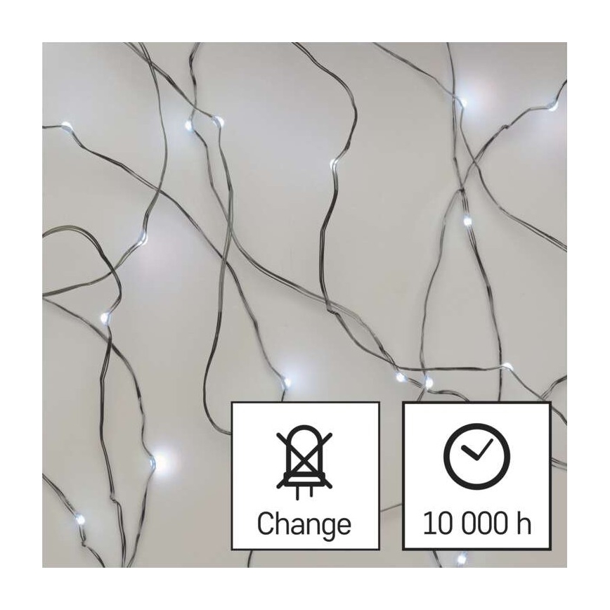 LED-Weihnachtskette für den Außenbereich 40xLED/9m IP44 kaltweiß