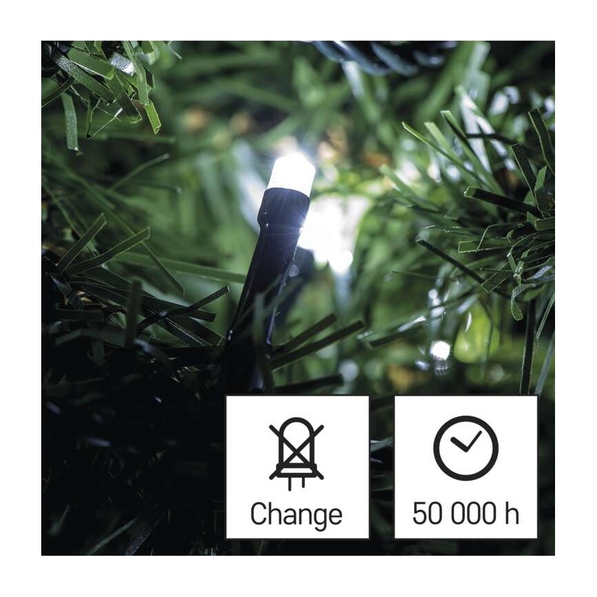 LED-Weihnachtskette für den Außenbereich 40xLED/9m IP44 kaltweiß